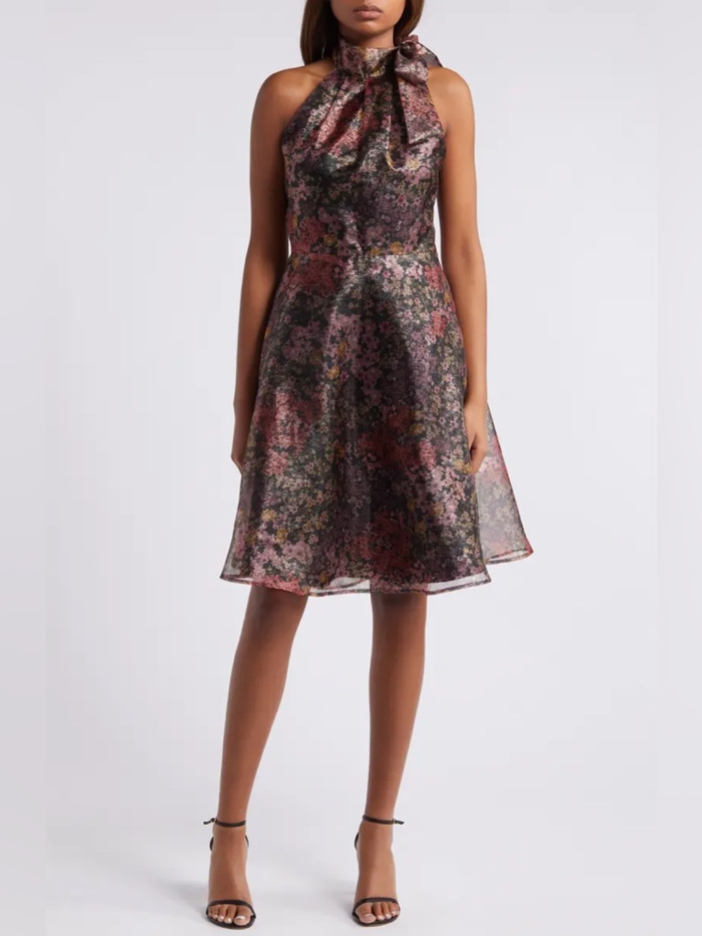 Black Halo Audrey Metallic Floral Cocktail Dress in Ditsy Delight NWT Size 4